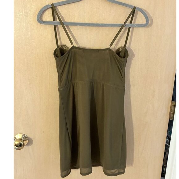 Urban Outfitters Light Before Dark Modern Love Olive Green Mini Dress - Small - Picture 3 of 7